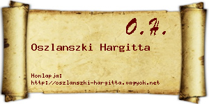 Oszlanszki Hargitta névjegykártya